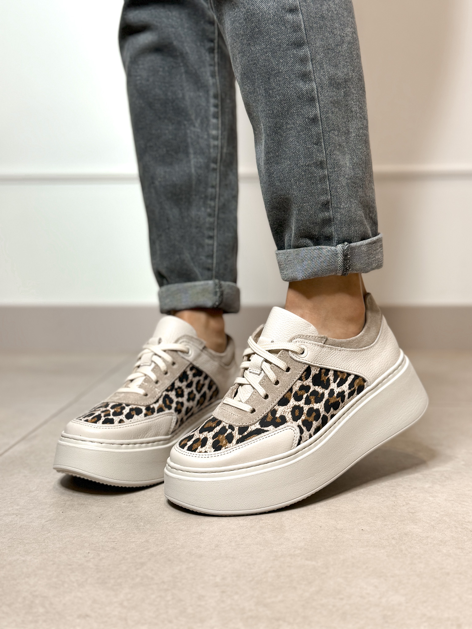 Sneakersy Lucia Bosetti Margo beżowe z panterką