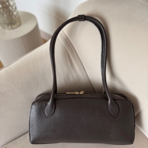 Torebka Emi "bagietka" skóra naturalna licowa gorzka czekolada